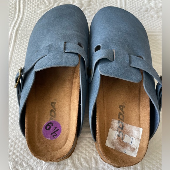 Soda Faux Suede Slip On Clog Mules Buckle Strap Navy/Blue 6.5 - Picture 8 of 10